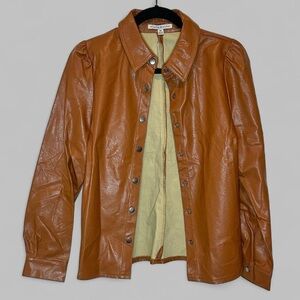Haute Monde tan faux leather shirt jacket Medium